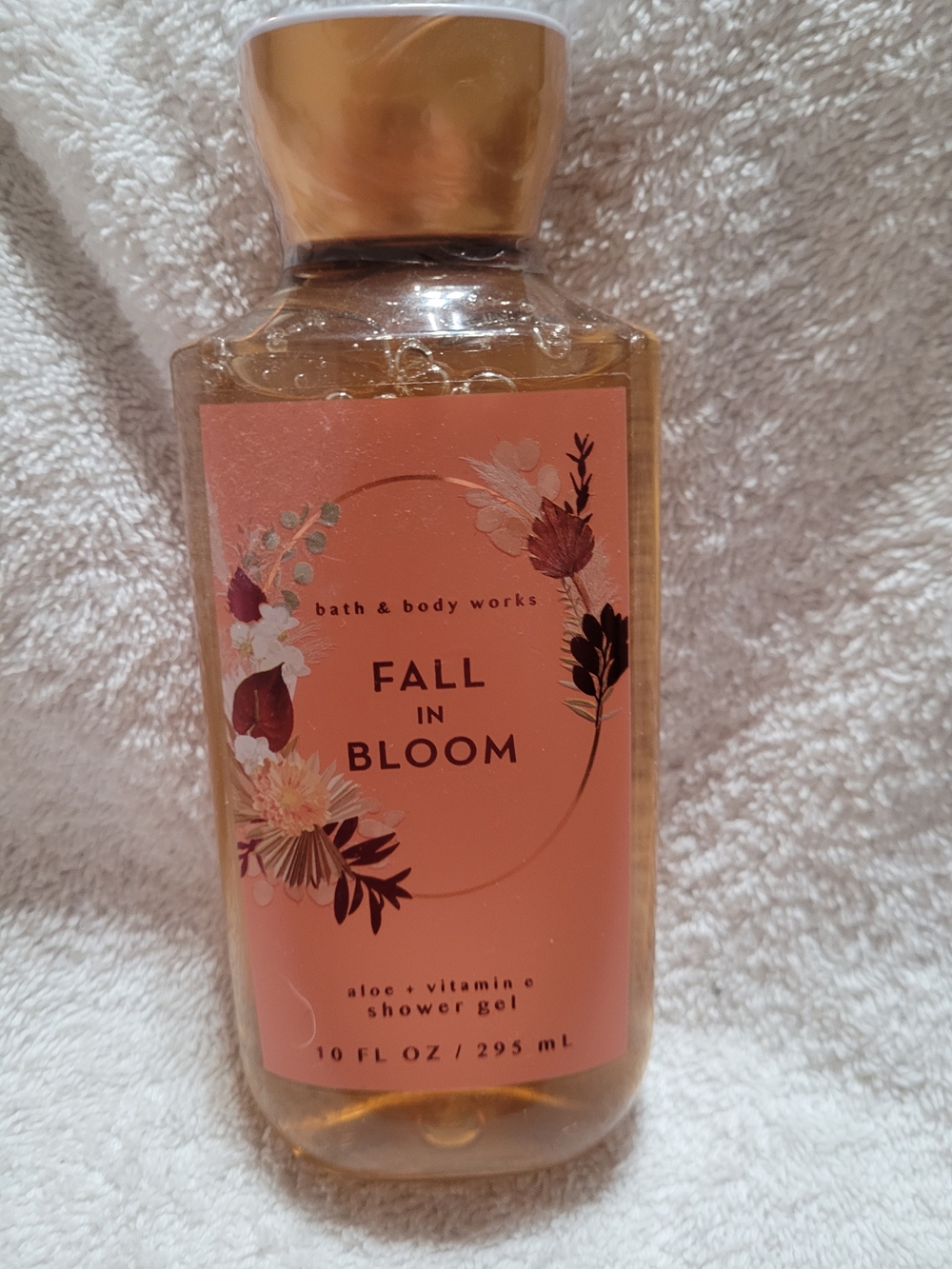 Bath & Body Works Fall in Bloom Shower Gel - Peach Pink & Gold Cap